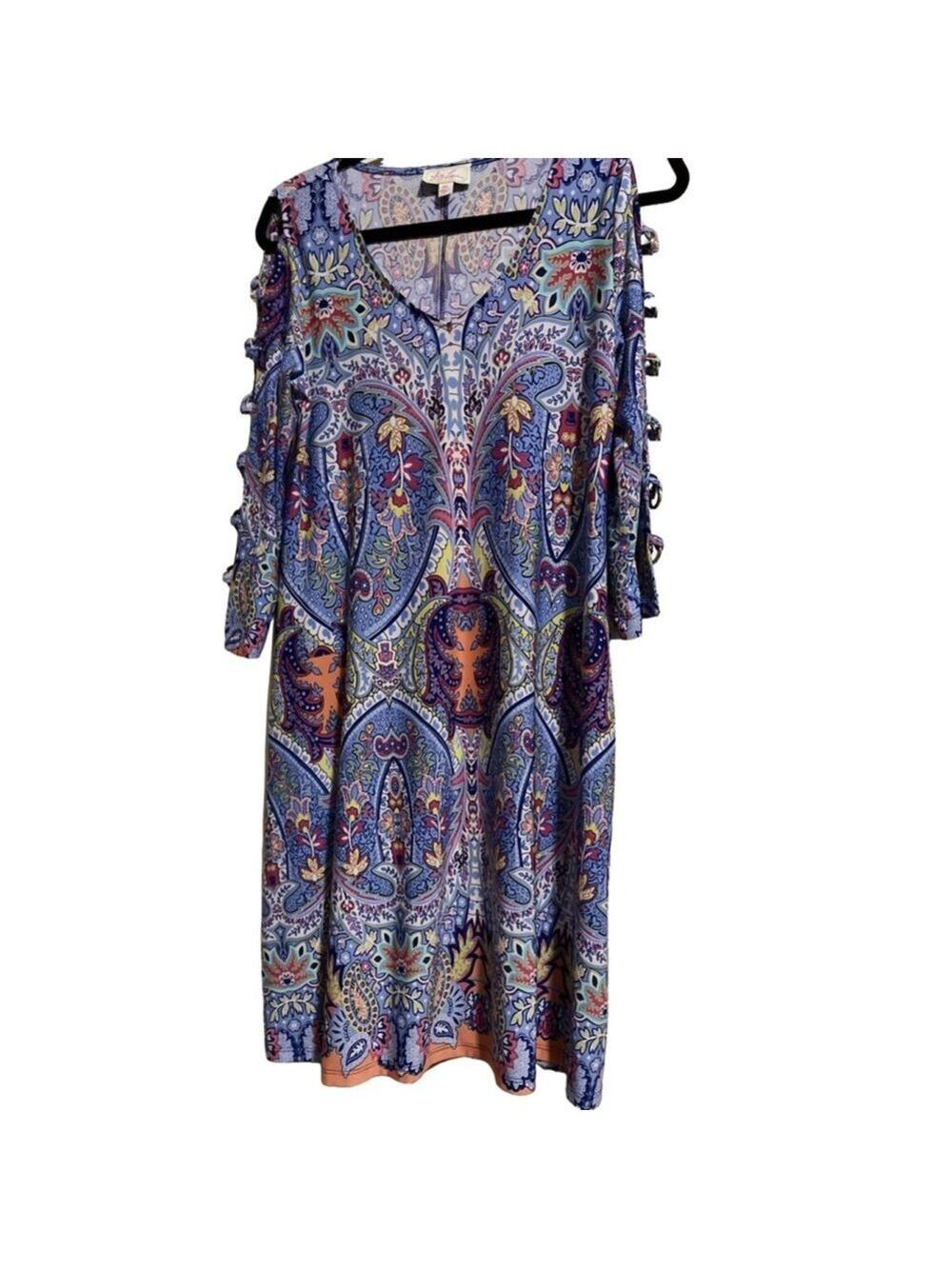 2 for $10 special☀️ Women's Ivy Lane Dress, PM, Blue Multicolored Paisley - Picture 5 of 7